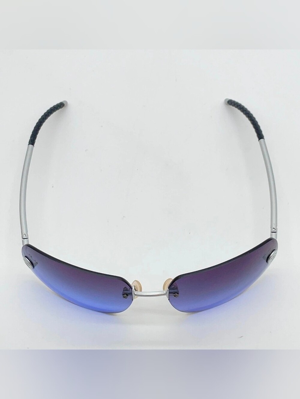CHANEL Y2K Rimless Blue Gradient Rhinestone CC Mark Sunglasses Wbox - Picture 7 of 16